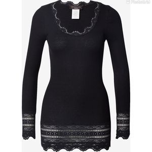 NWT Rosemunde Copenhagen Vintage Silk T-shirt W/Wide Lace Long Sleeve Size XL